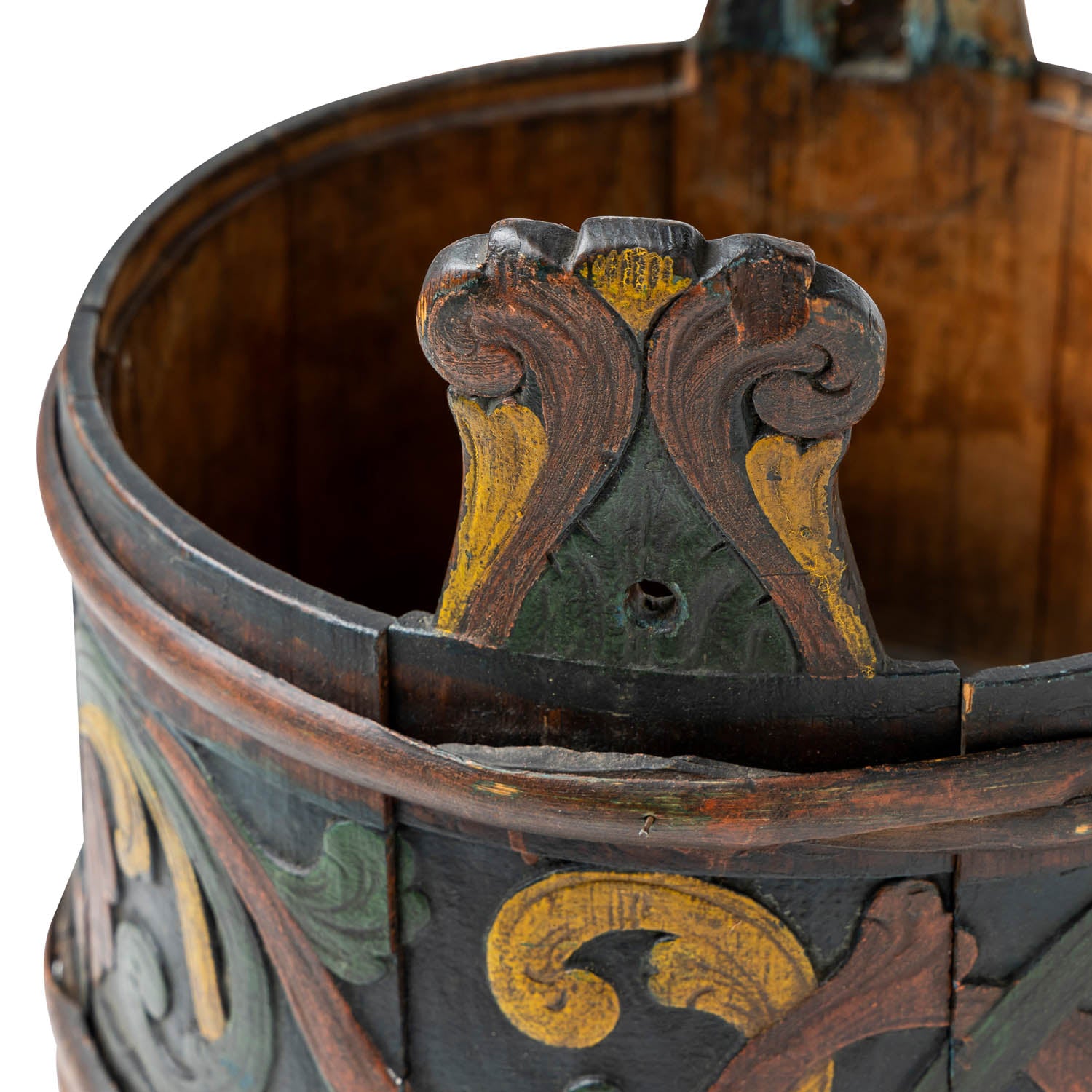 Norwegian Banded Bentwood Bucket with Handled Lid Eleish Van Breems Home