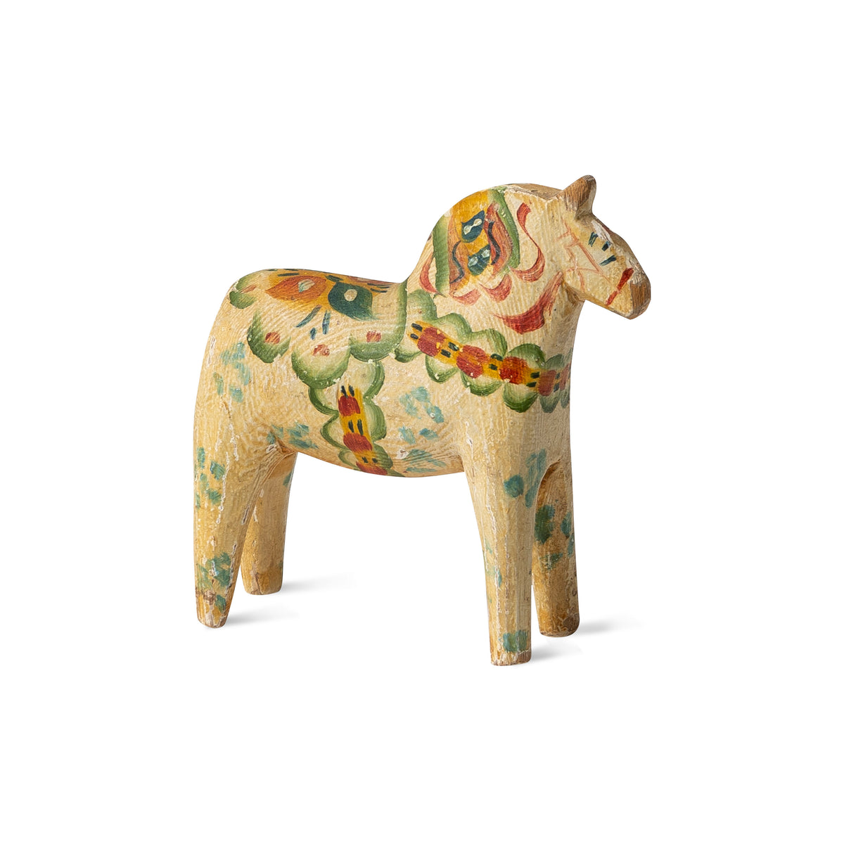 Pale Yellow Scandinavian Carved &amp; Painted Dala Horse Small Eleish Van Breems Home