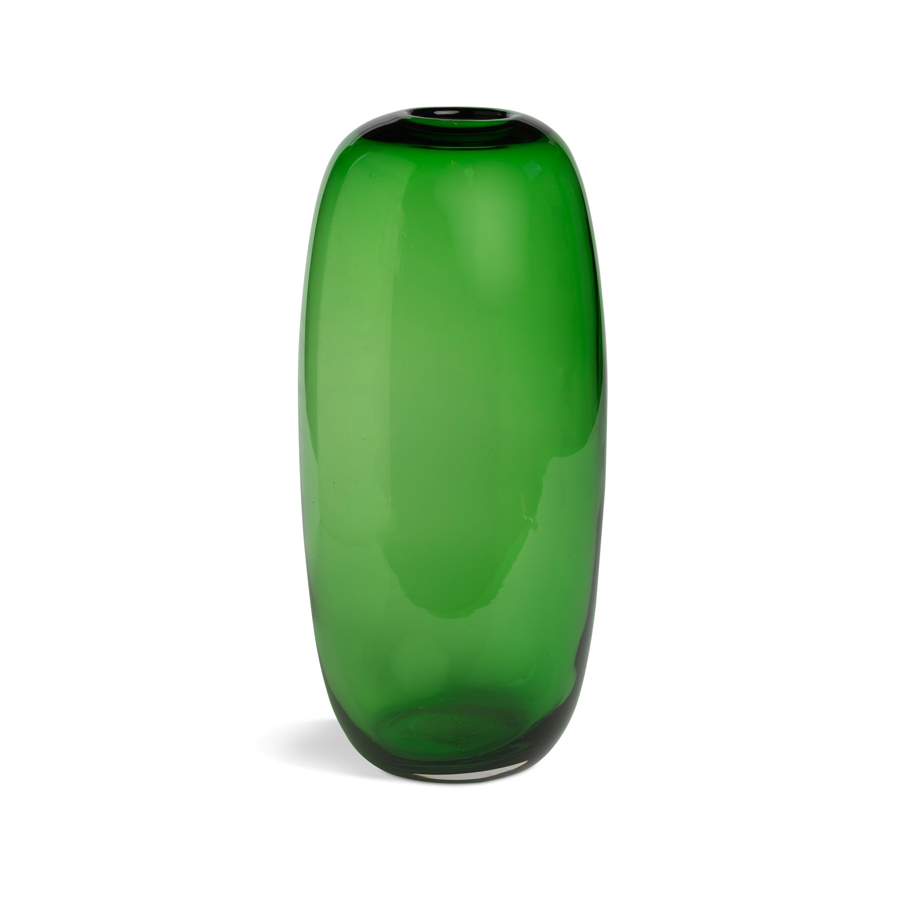Vintage Emerald Green, Tall Hand-Blown Glass Vase