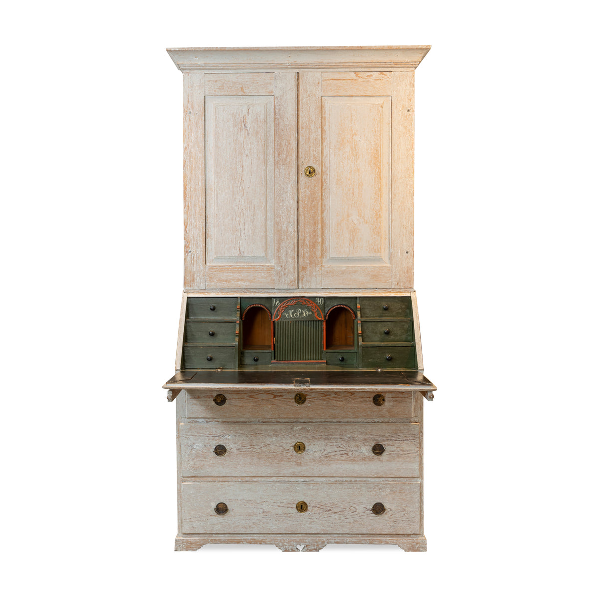 Antique Swedish Gustavian Secretary with Original Painted Interior Eleish Van Breems Home