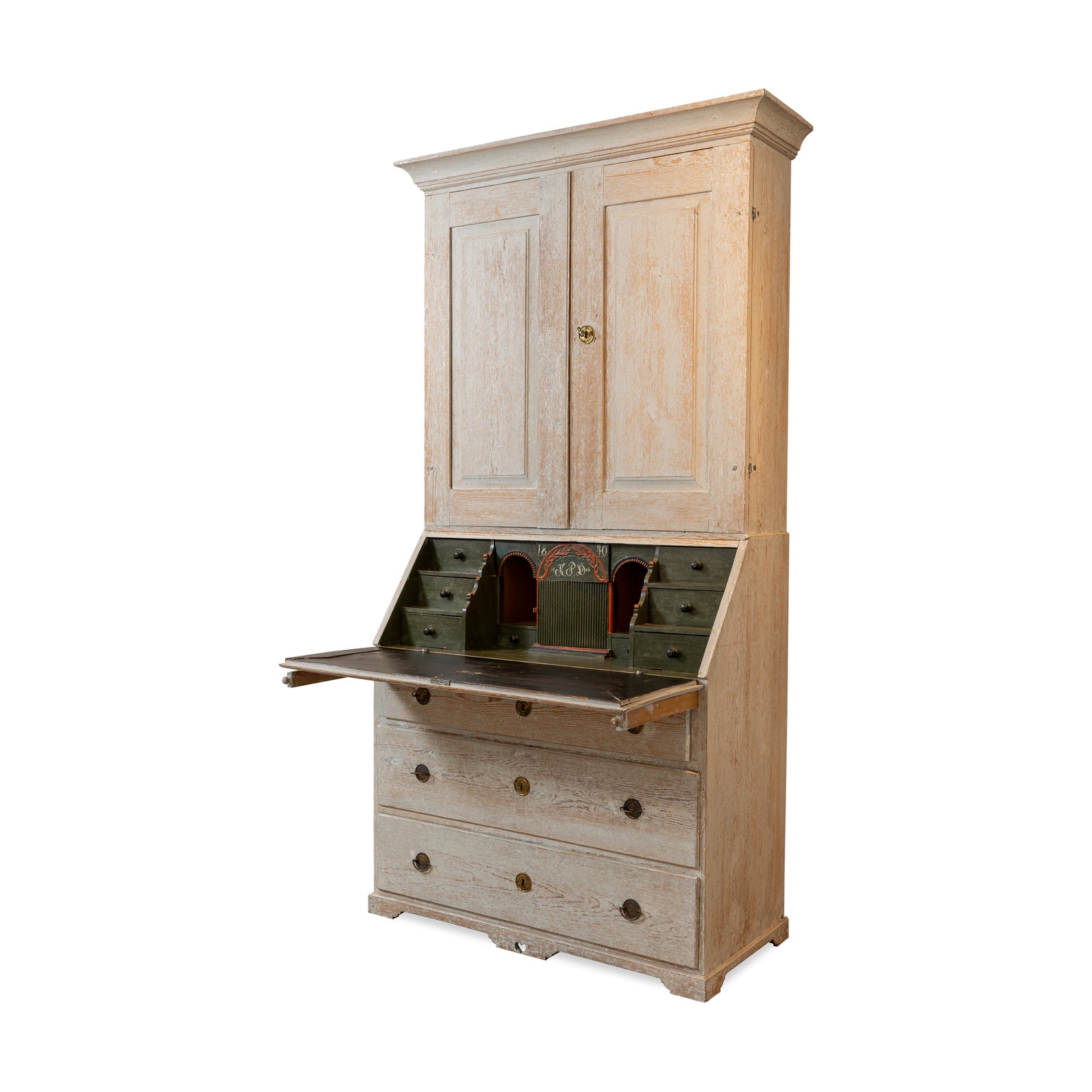 Antique Swedish Gustavian Secretary with Original Painted Interior Eleish Van Breems Home