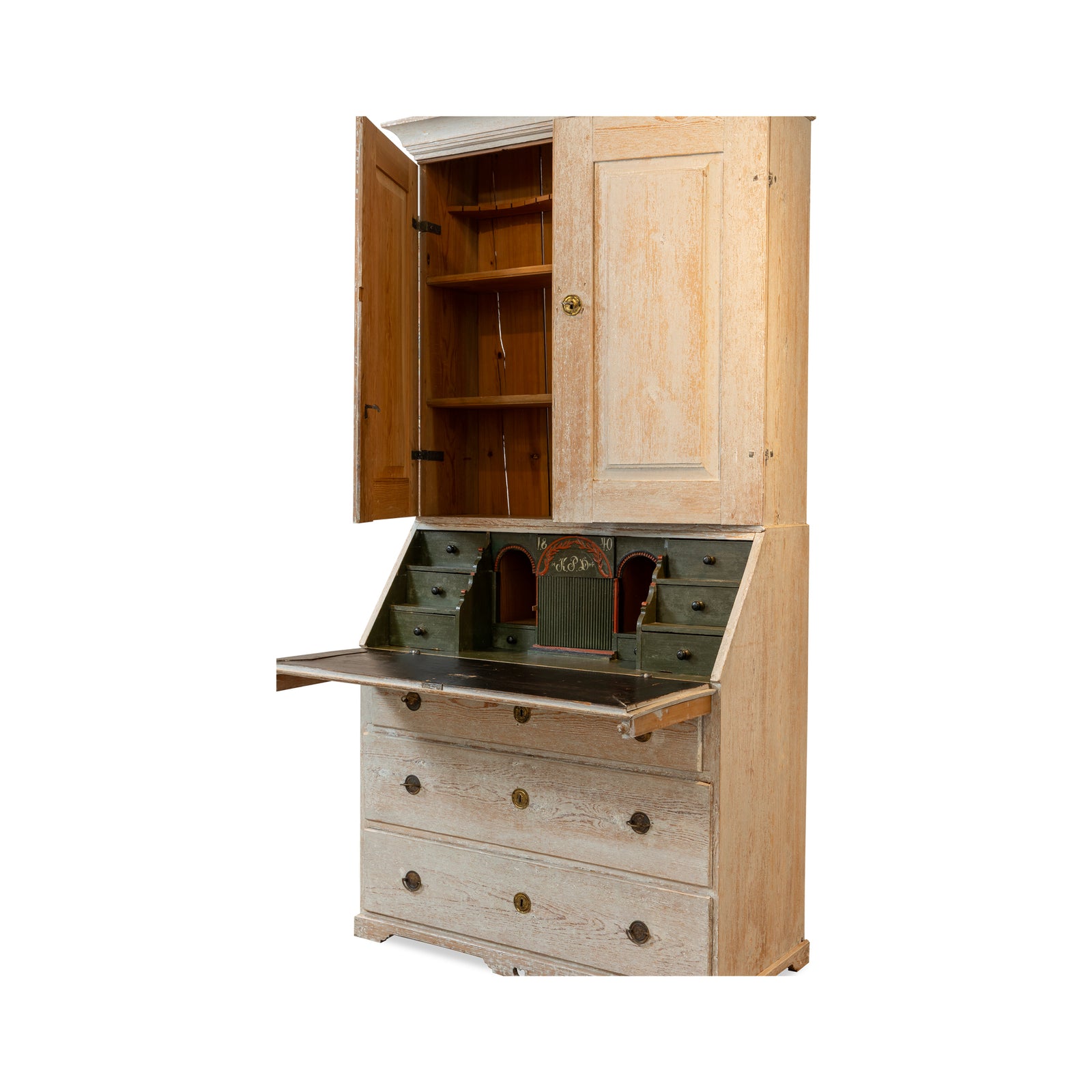 Antique Swedish Gustavian Secretary with Original Painted Interior Eleish Van Breems Home