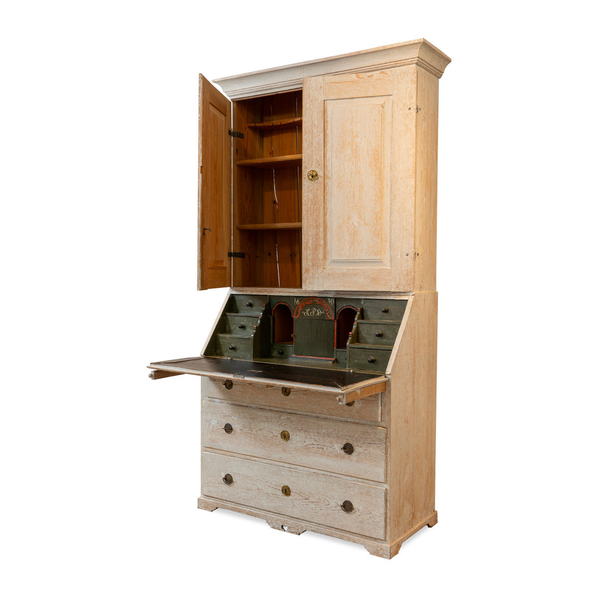 Antique Swedish Gustavian Secretary with Original Painted Interior Eleish Van Breems Home