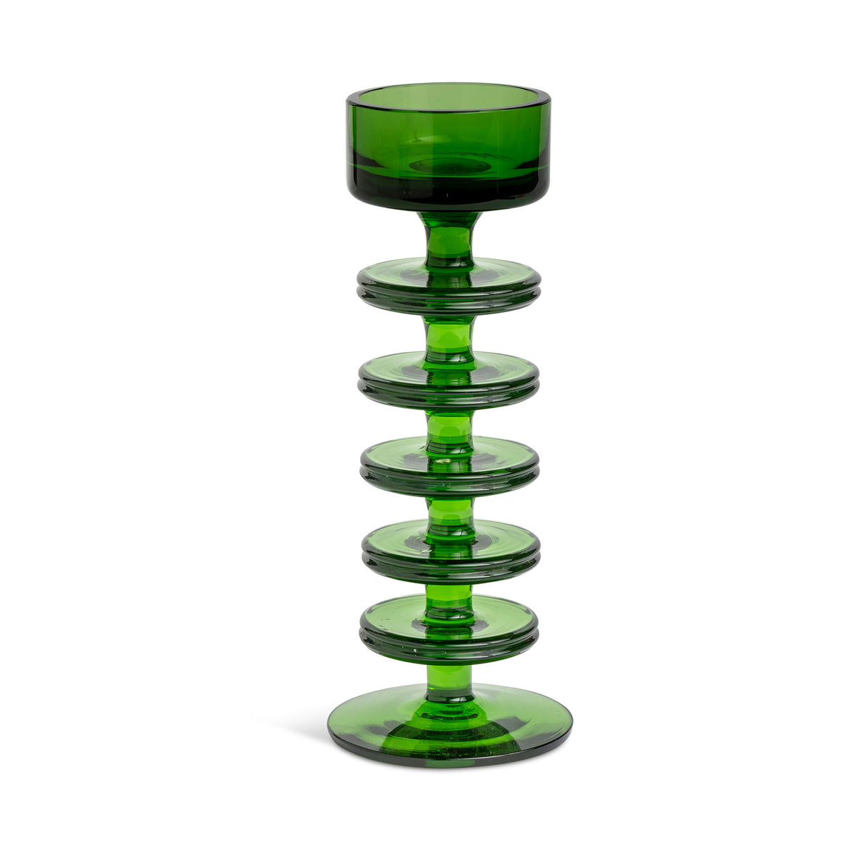 Mid-Century English Green Glass Candle Holder Eleish Van Breems Home