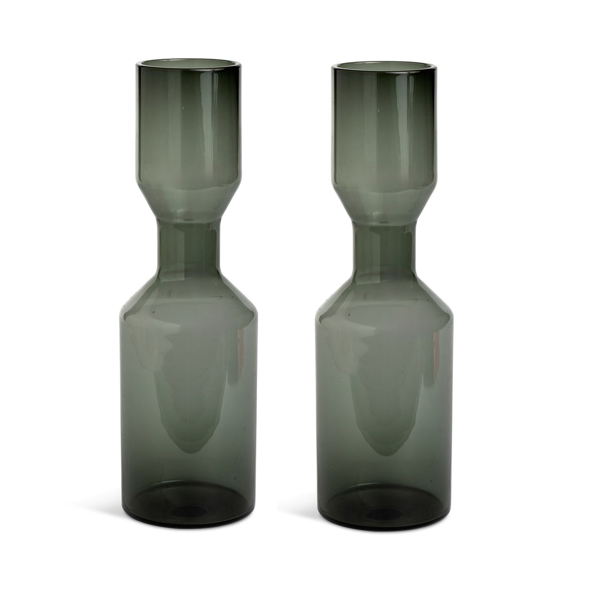 Mid Century Smoked Glass Tapered Vases Eleish Van Breems Home