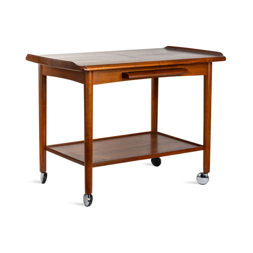 Mid-Century Danish Teak Cart with Expandible Slide Top