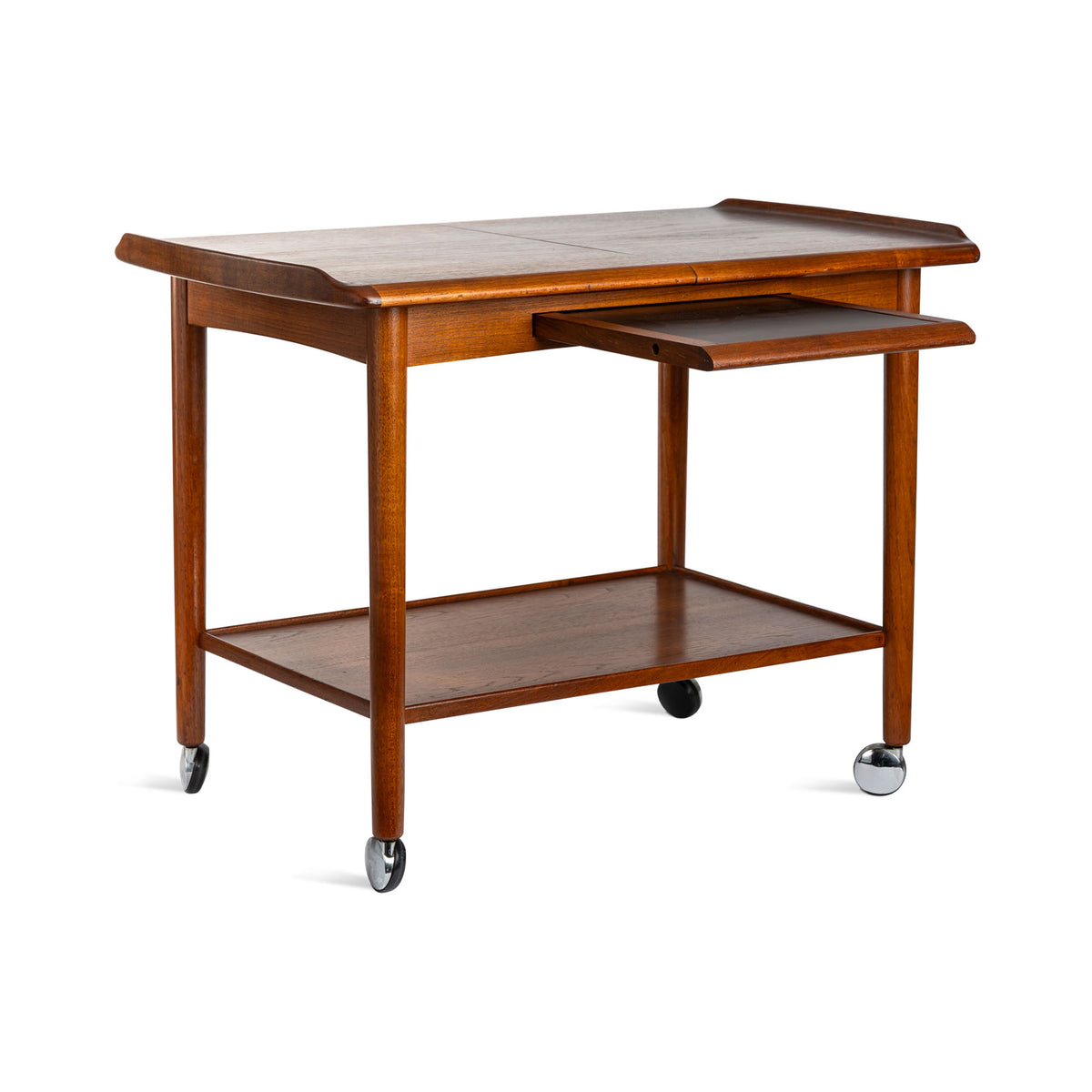 Mid-Century Danish Teak Cart with Expandible Slide Top Eleish Van Breems Home