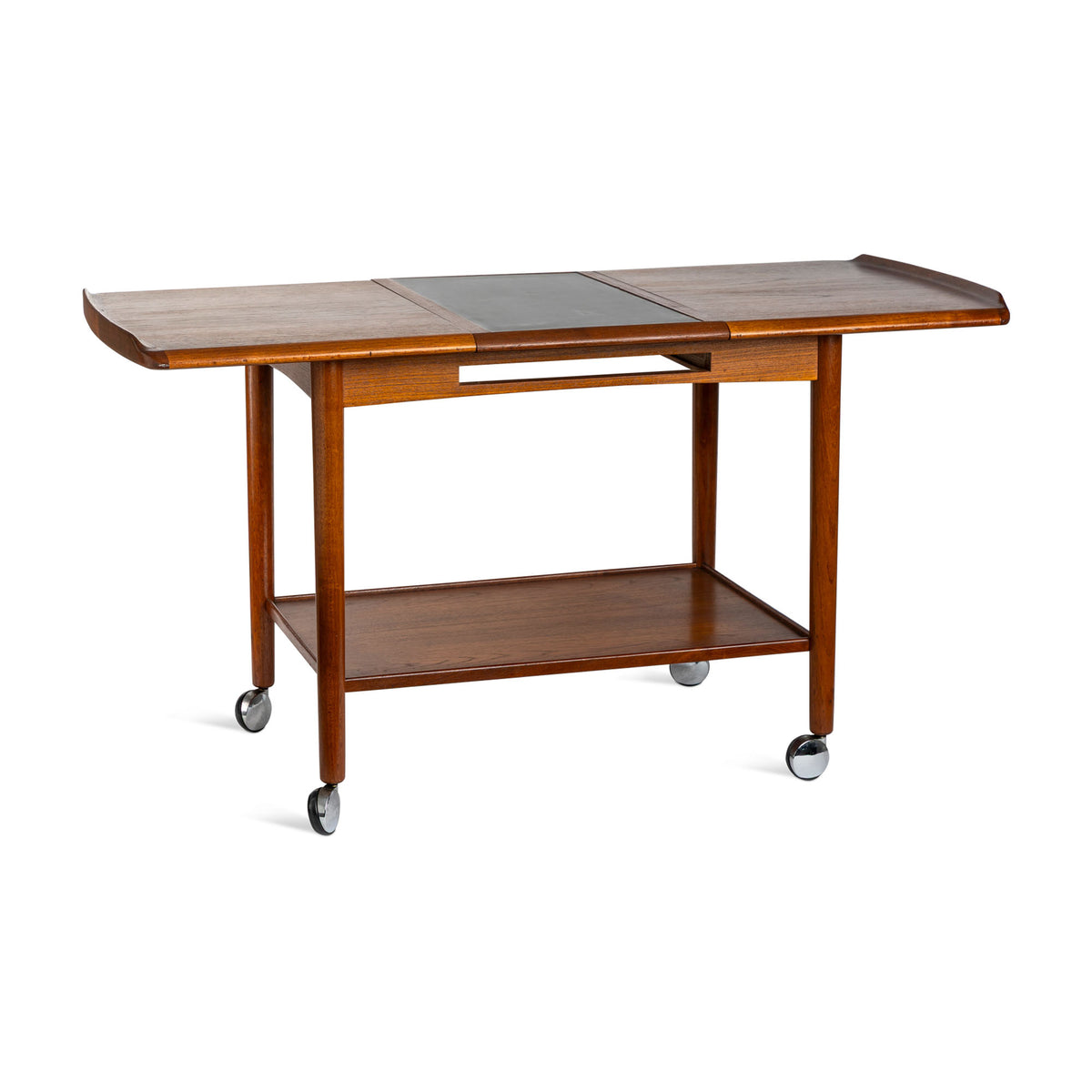 Mid-Century Danish Teak Cart with Expandible Slide Top Eleish Van Breems Home