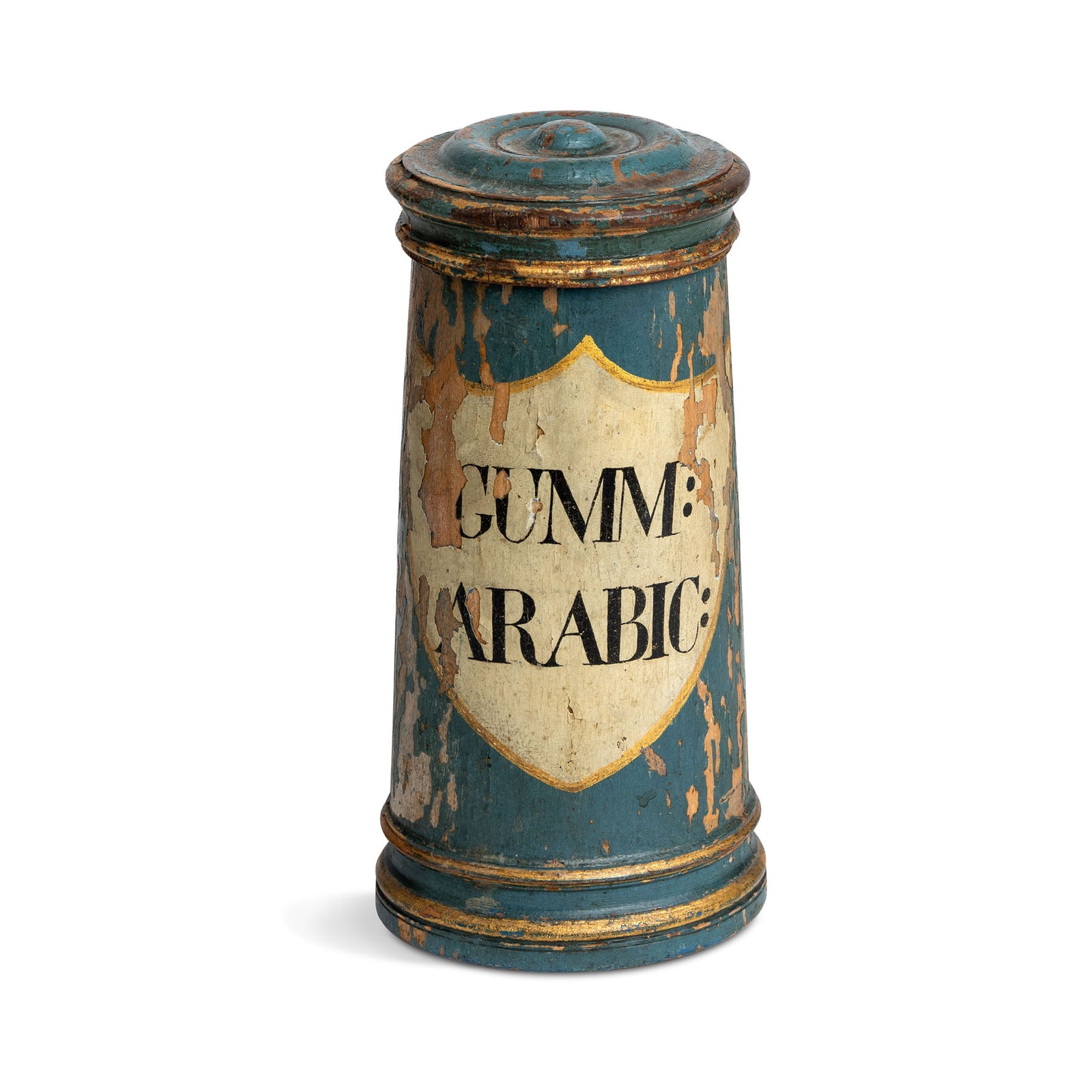 Early 19th C. Apothecary Wooden Jar of Gum Arabic