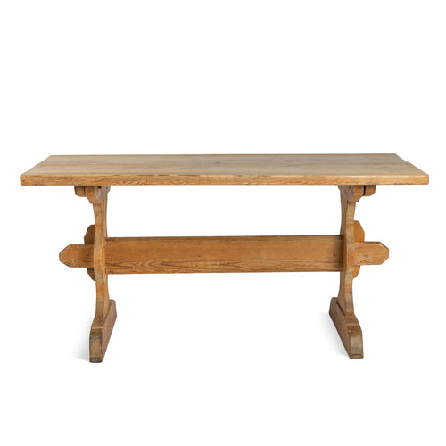 19th C. Swedish Pine, Unpainted Trestle Table 63"