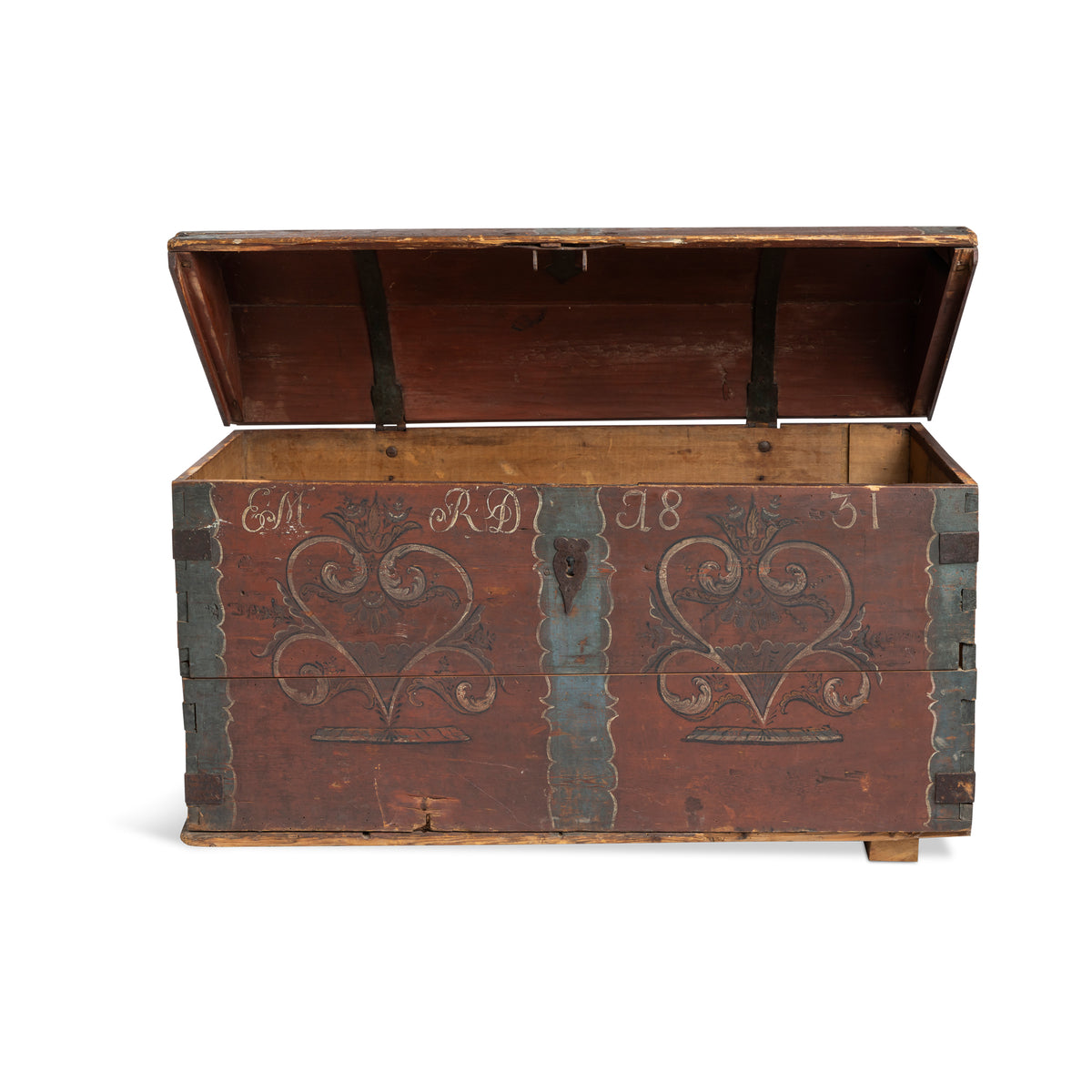 Scandinavian Painted Immigrants Trunk, Dated 1831 Eleish Van Breems Home