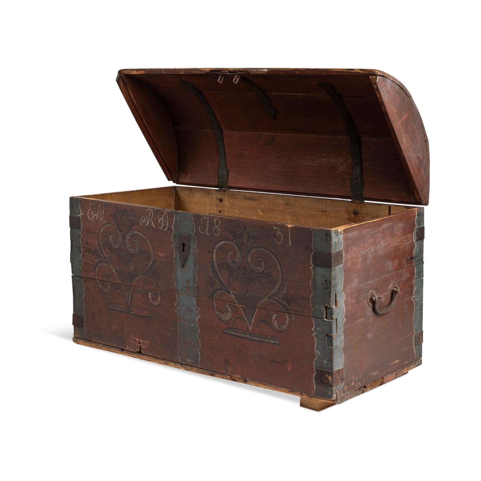 Scandinavian Painted Immigrants Trunk, Dated 1831 Eleish Van Breems Home