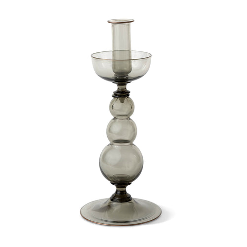 Elegante Tall Candlestick In Grey with Aventurine Rim