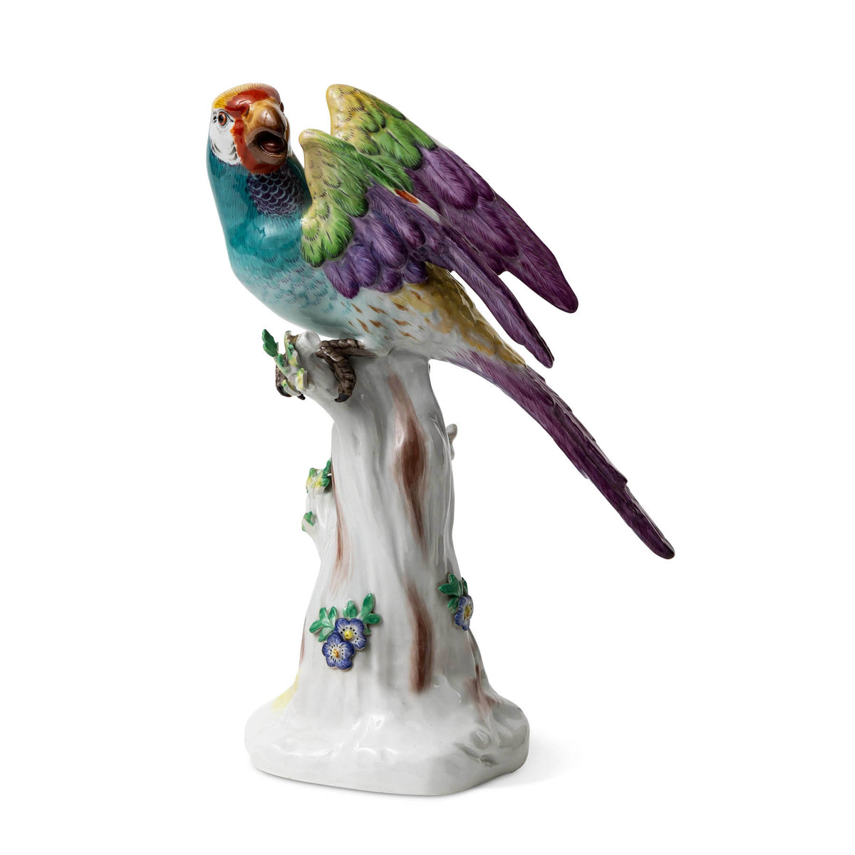Antique Meissen Porcelain Models of a Macaw and a Green Parrot Eleish Van Breems Home