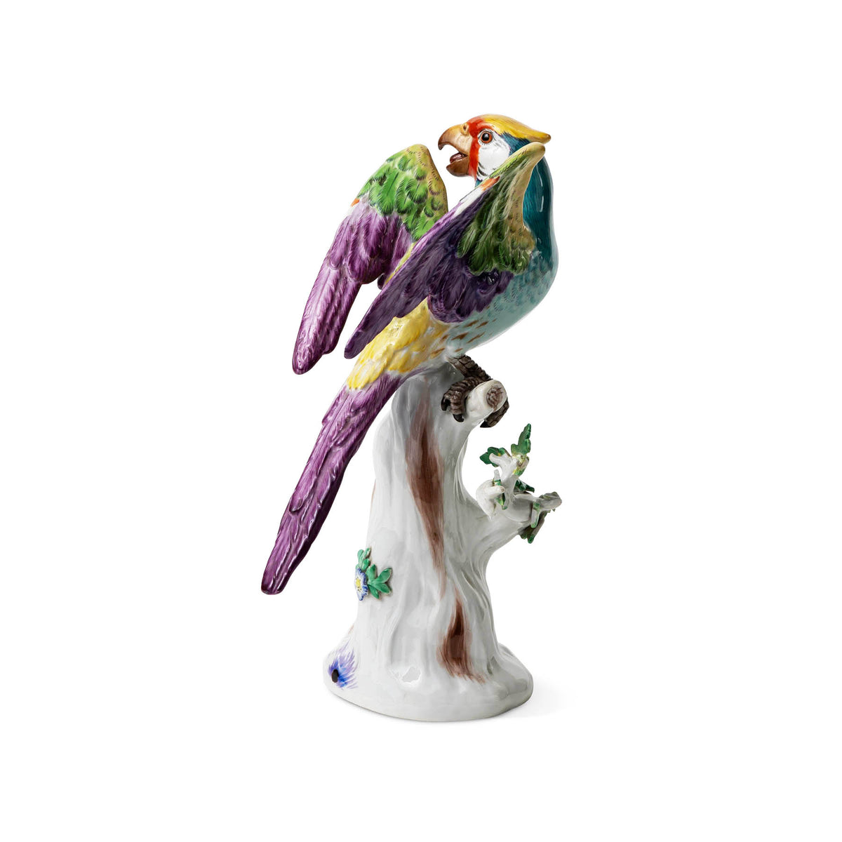 Antique Meissen Porcelain Models of a Macaw and a Green Parrot Eleish Van Breems Home