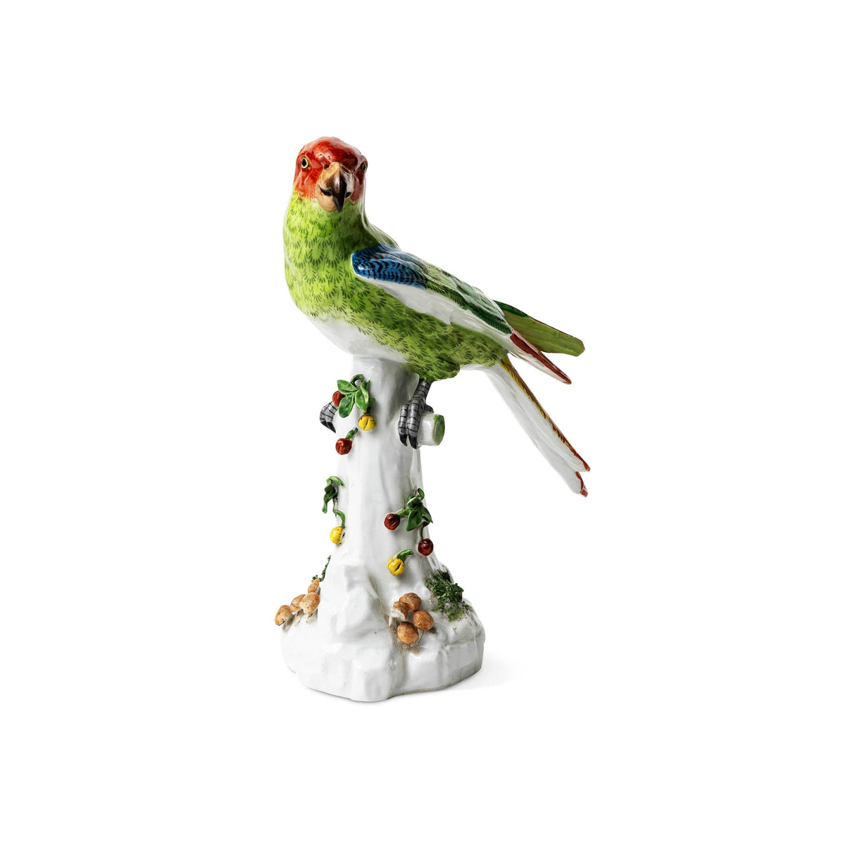 Antique Meissen Porcelain Models of a Macaw and a Green Parrot Eleish Van Breems Home