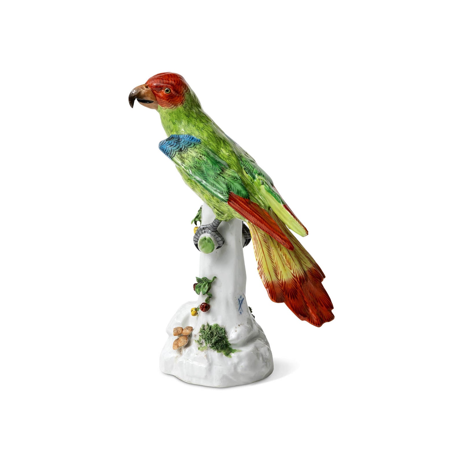 Antique Meissen Porcelain Models of a Macaw and a Green Parrot Eleish Van Breems Home