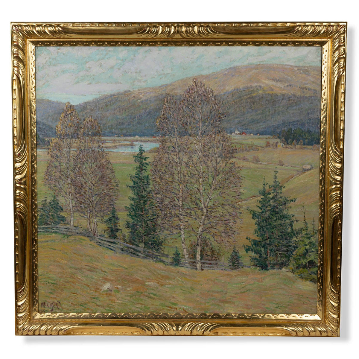 Painting by William Henry Singer Jr, Gray Day Norway 1915 Eleish Van Breems Home
