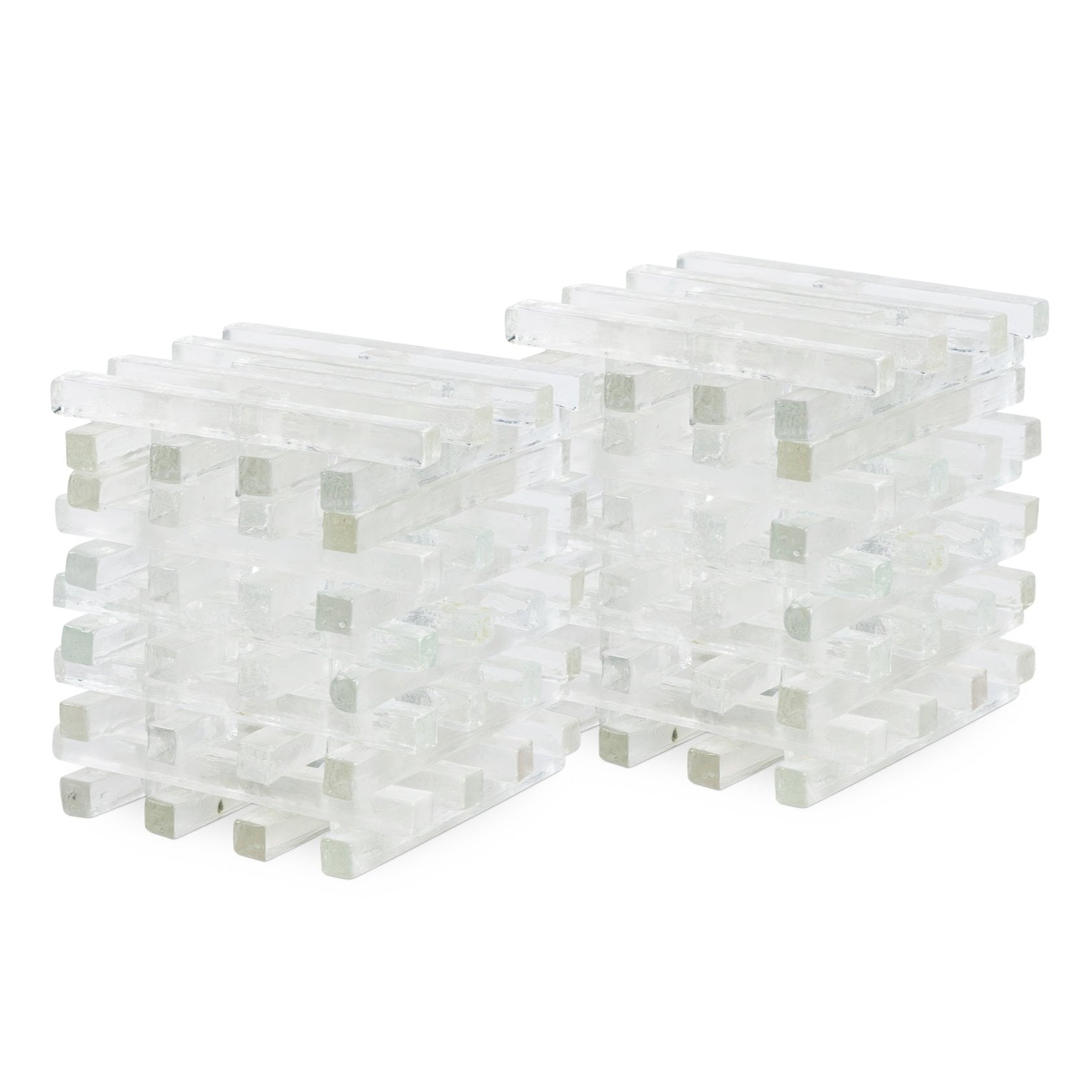 Pair Of Glass Cube Lamps Eleish Van Breems Home