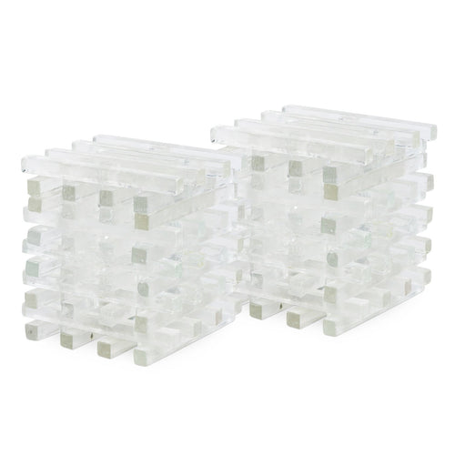 Pair Of Glass Cube Lamps