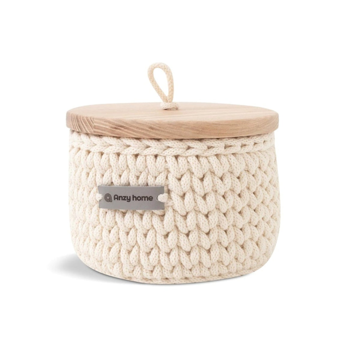 Round Storage Basket with Wood Lid, Large Eleish Van Breems Home