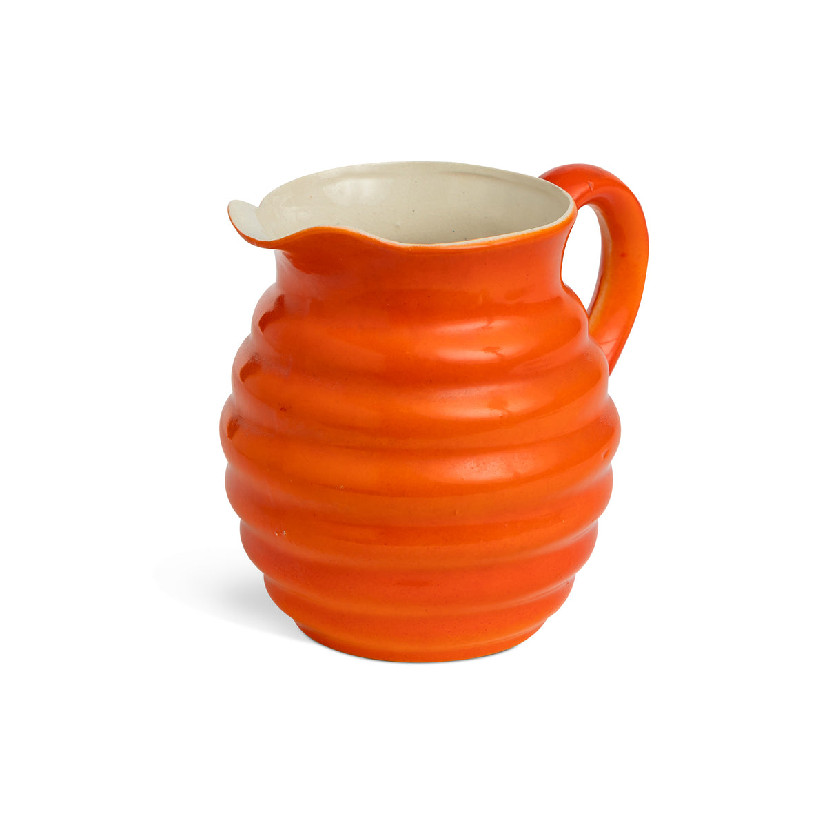 Mid Century Japanese Ribbed Ceramic Persimmon Dairy Pitcher Eleish Van Breems Home