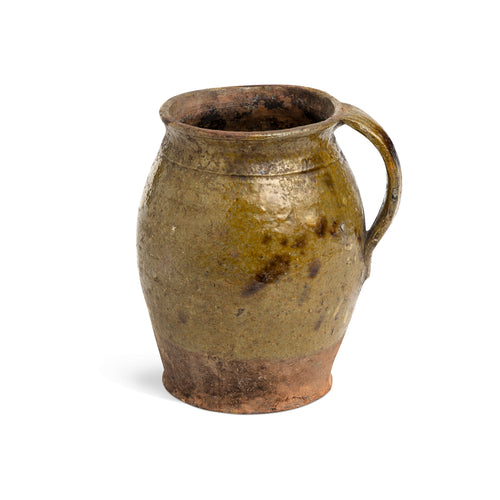 19th-Century Swedish Green Glazed Earthenware Sieve with Handle