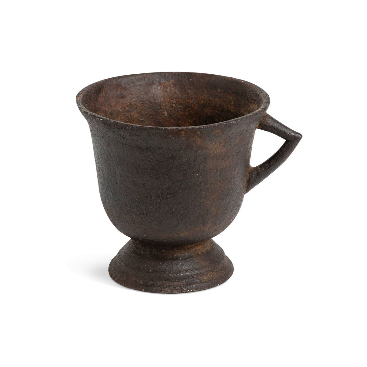 Early 19th c Swedish Sand Cast Iron Mortar with Handle Eleish Van Breems Home