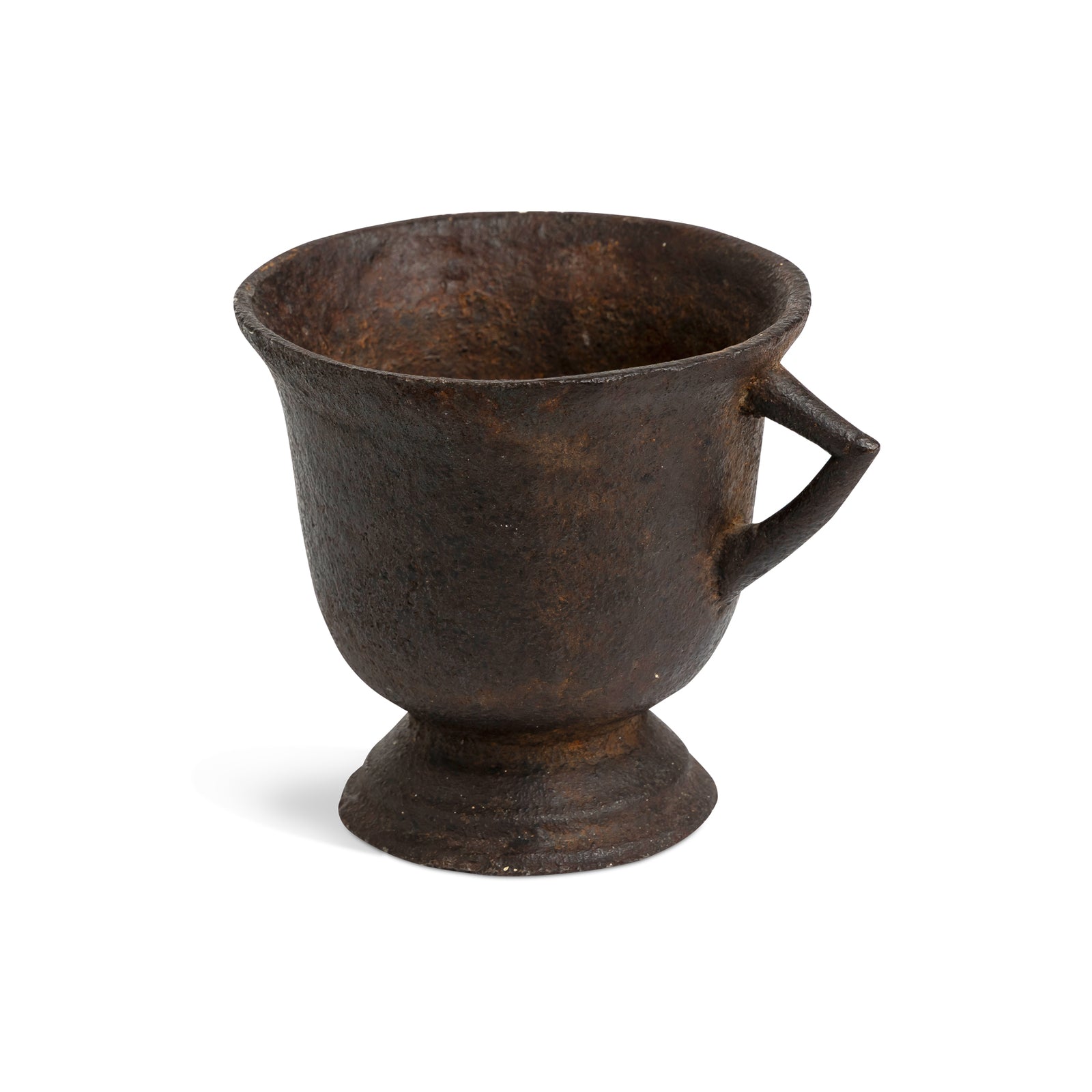 Early 19th c Swedish Sand Cast Iron Mortar with Handle Eleish Van Breems Home
