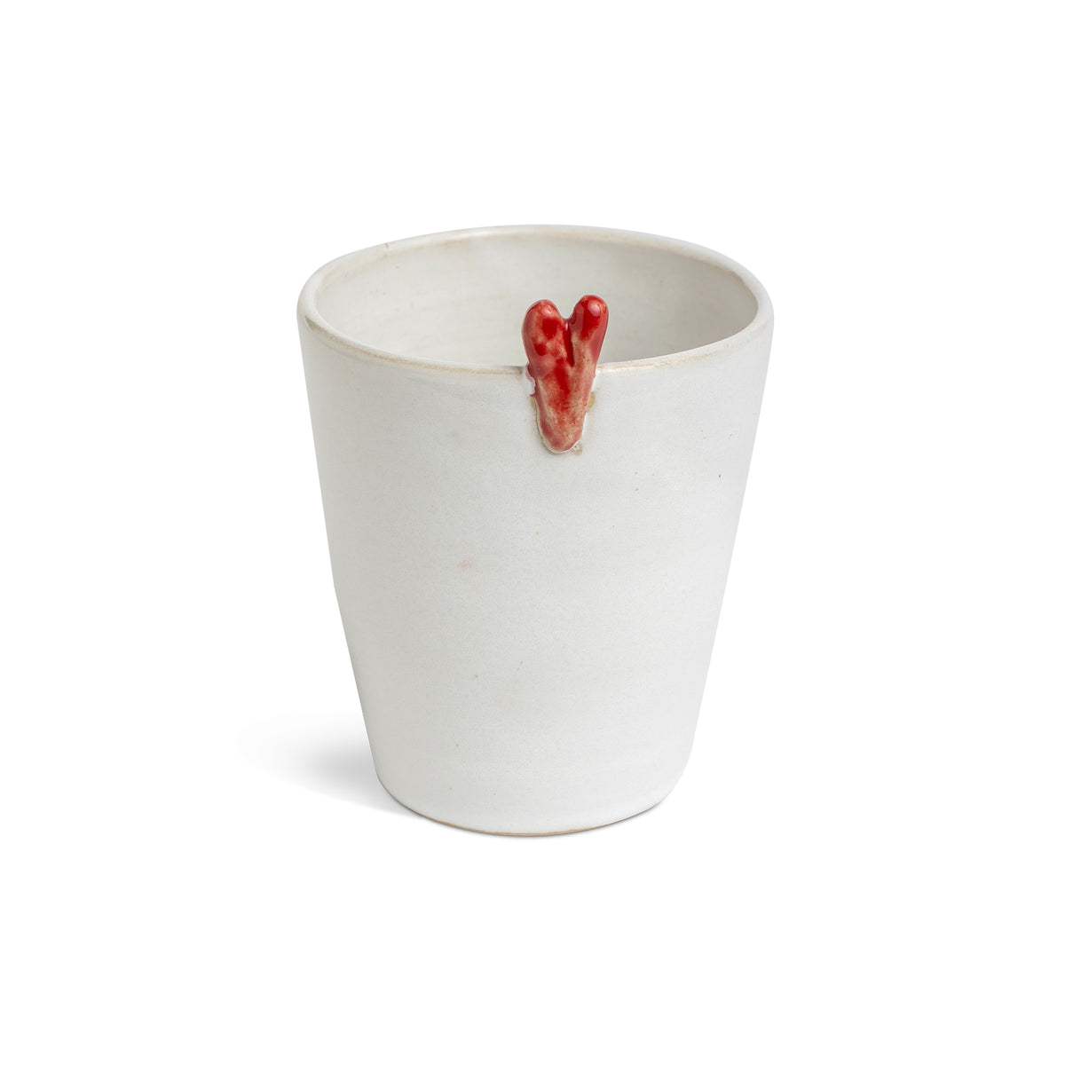 Swedish White Ceramic Cup with Red Heart Motif Eleish Van Breems Home