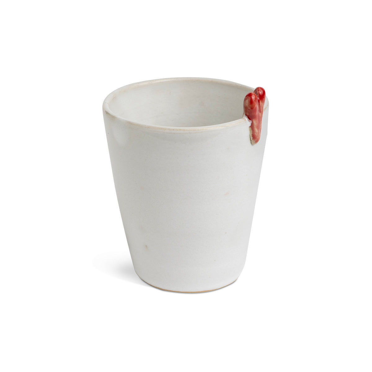 Swedish White Ceramic Cup with Red Heart Motif Eleish Van Breems Home