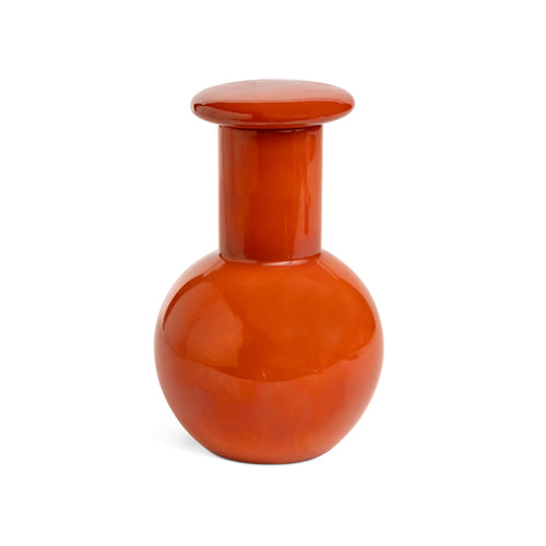 Mid Century Ceramic Japanese Persimmon Bulbous Decanter