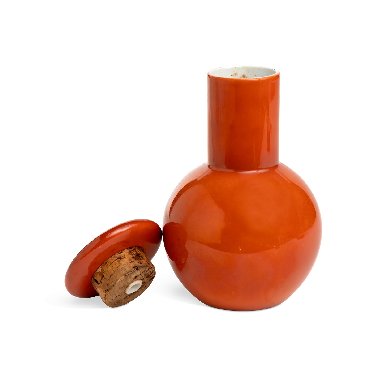Mid Century Ceramic Japanese Persimmon Bulbous Decanter Eleish Van Breems Home