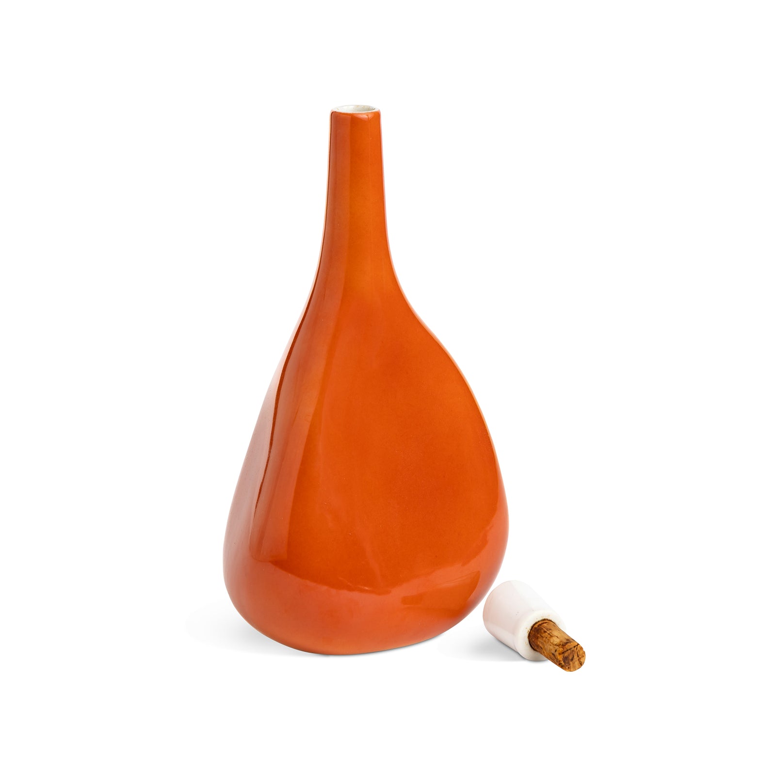 Mid Century Japanese Persimmon Ceramic Saki Decanter Eleish Van Breems Home