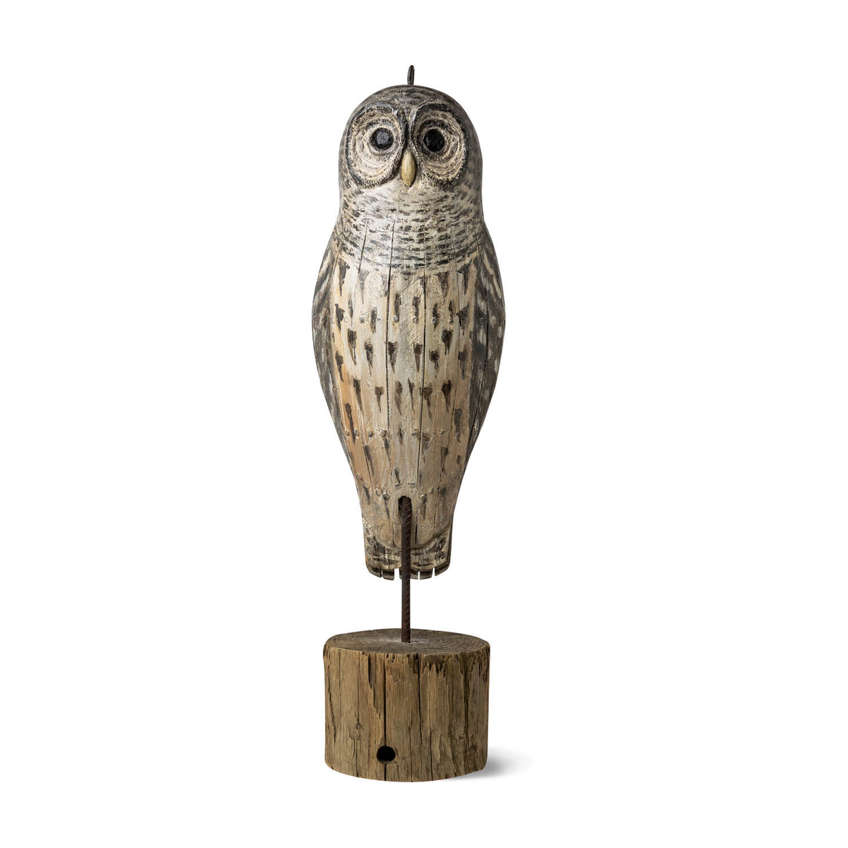 Carved &amp; Painted Owl, Signed Skinner Eleish Van Breems Home