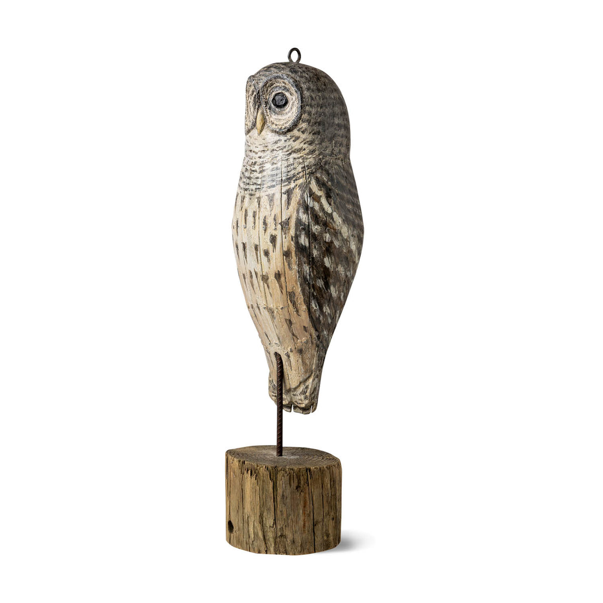 Carved & Painted Owl, Signed Skinner Eleish Van Breems Home