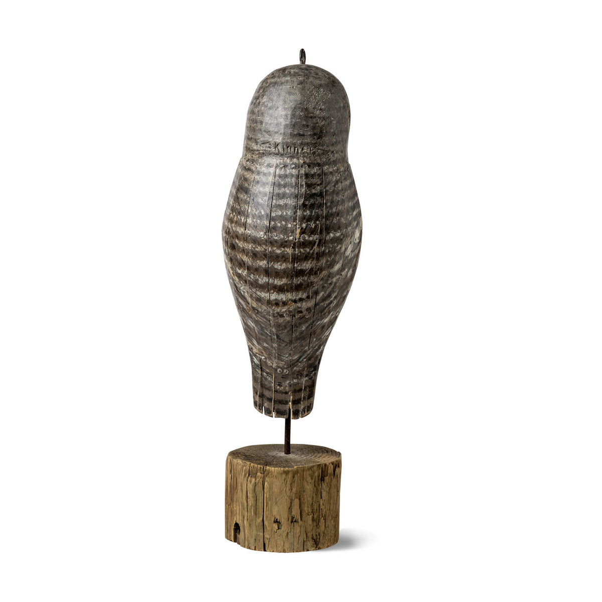 Carved & Painted Owl, Signed Skinner Eleish Van Breems Home