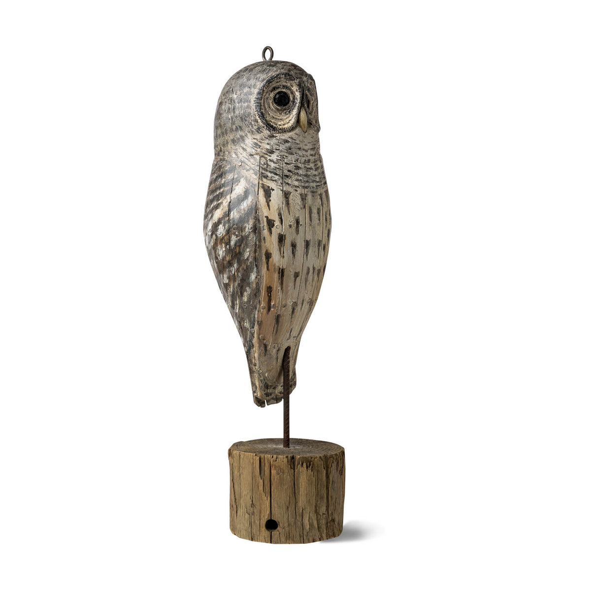 Carved & Painted Owl, Signed Skinner Eleish Van Breems Home