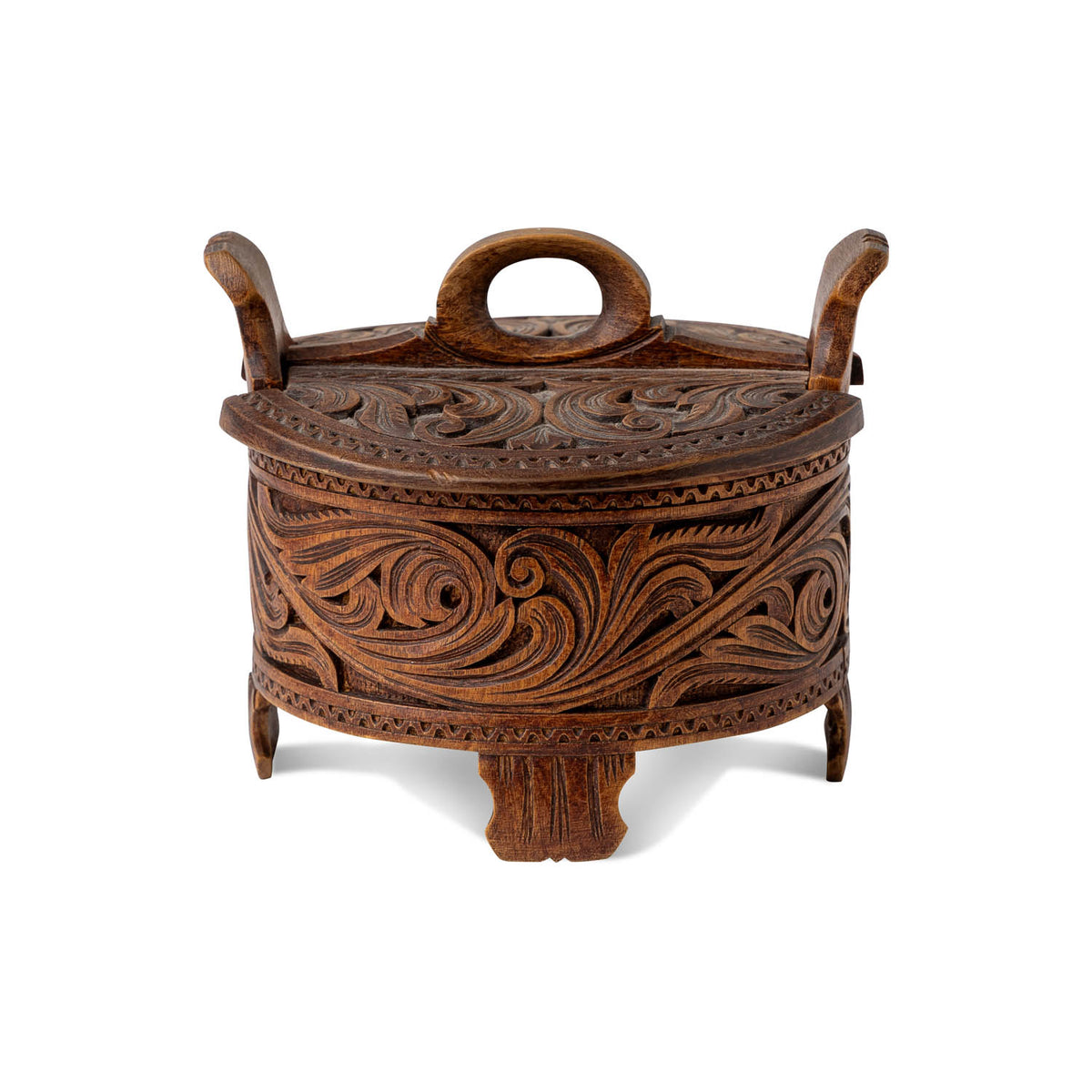 Acanthus Carved Scandinavian Porridge Box, 20th C. Eleish Van Breems Home