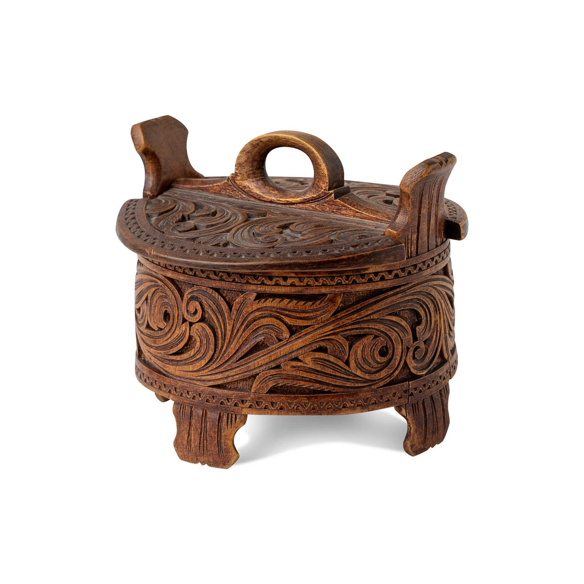 Acanthus Carved Scandinavian Porridge Box, 20th C. Eleish Van Breems Home