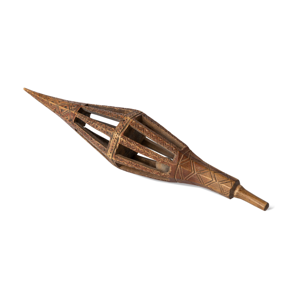 19th C. Norwegian Carved and Painted Pine Distaff Eleish Van Breems Home