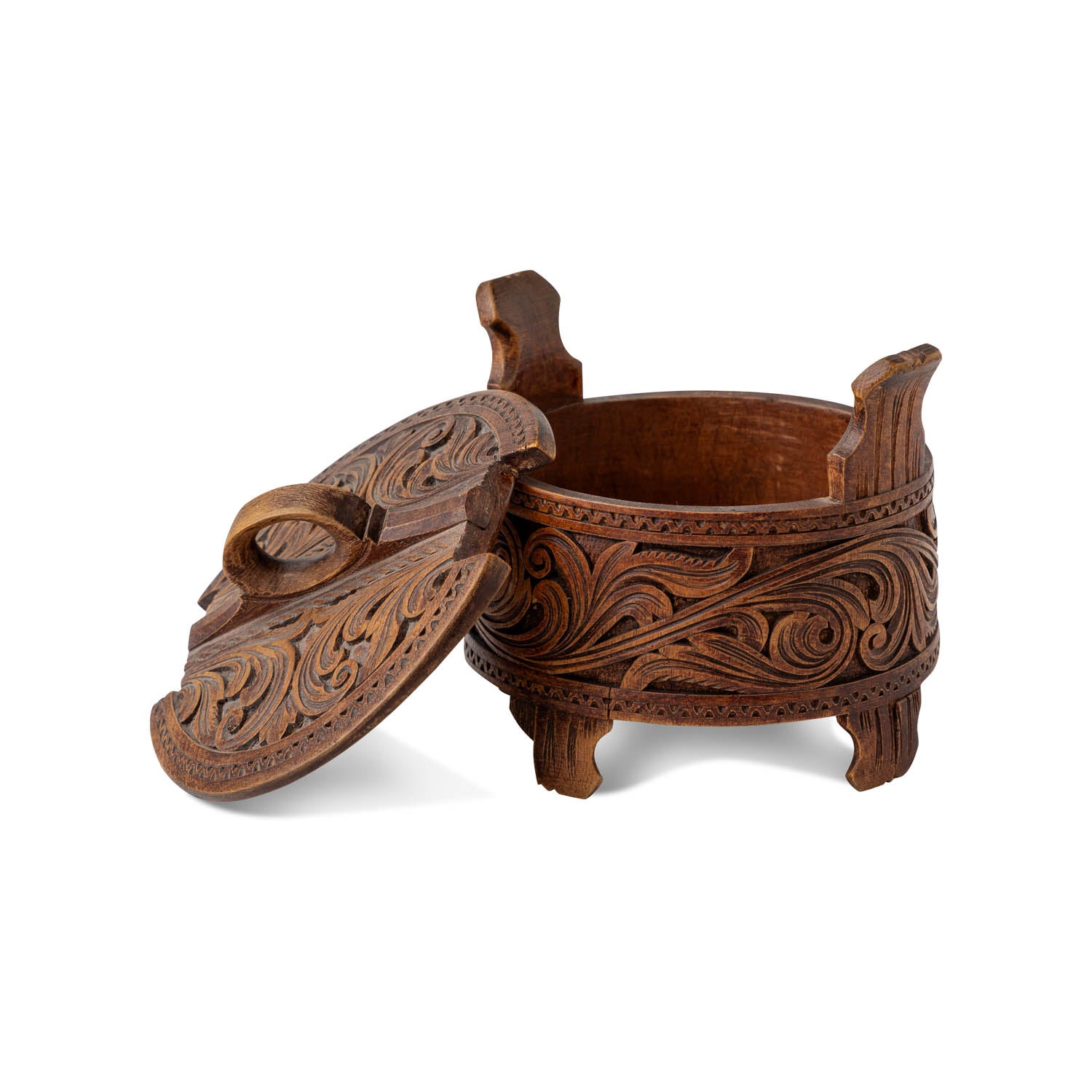 Acanthus Carved Scandinavian Porridge Box, 20th C. Eleish Van Breems Home