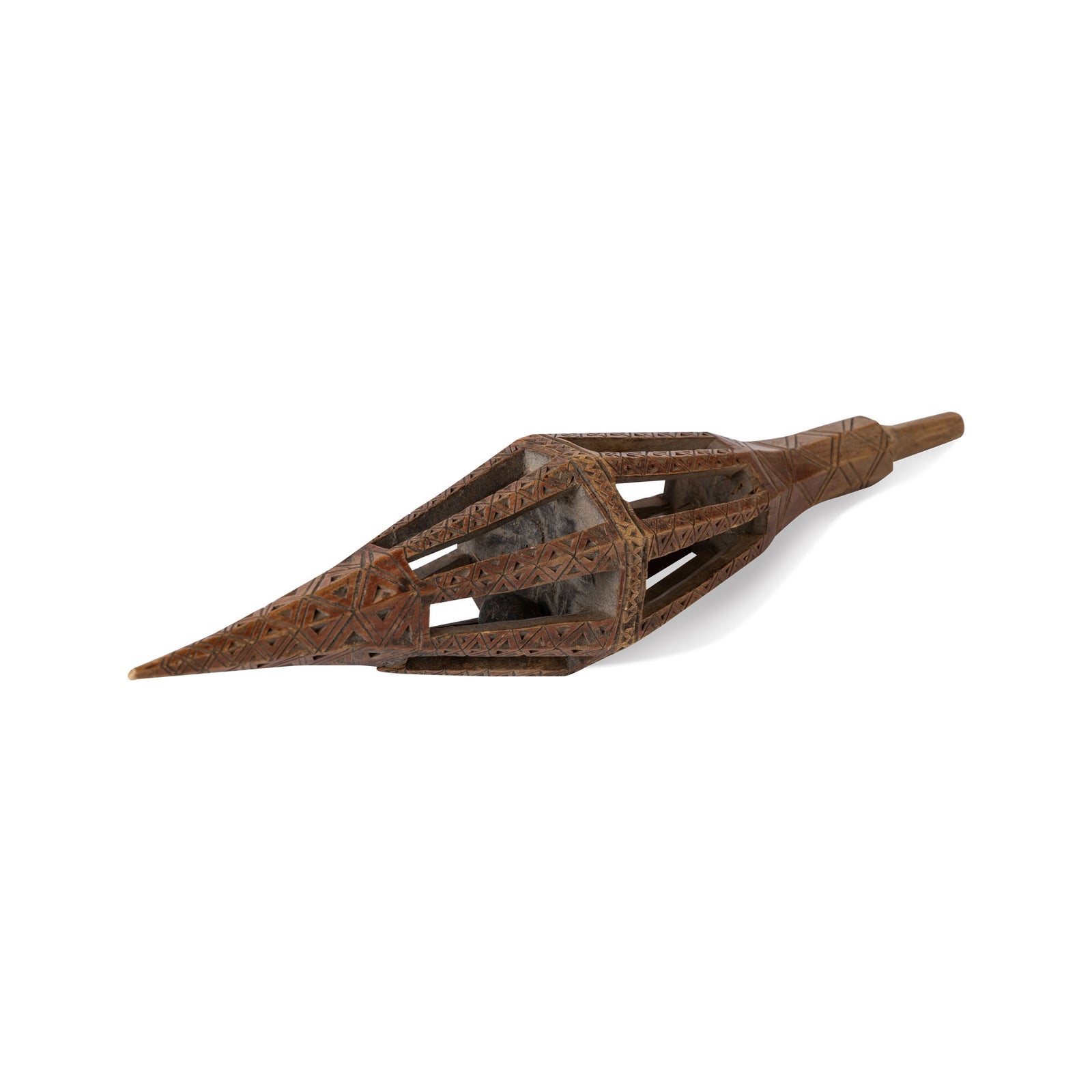 19th C. Norwegian Carved and Painted Pine Distaff Eleish Van Breems Home