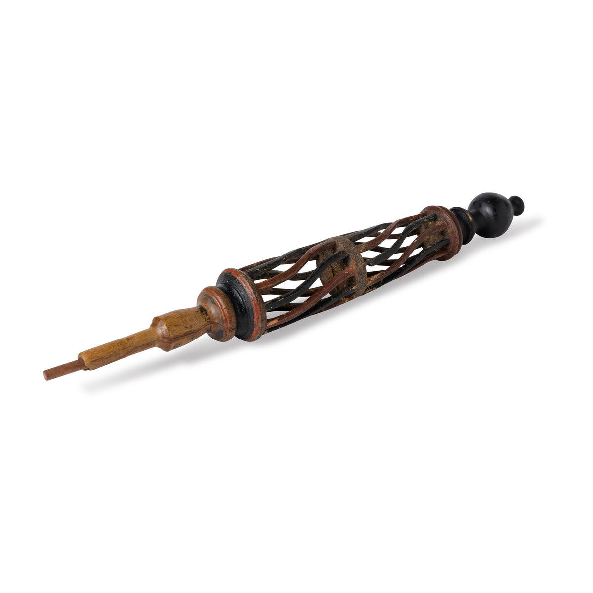 Antique Norwegian Painted and Carved Pine Distaff Eleish Van Breems Home
