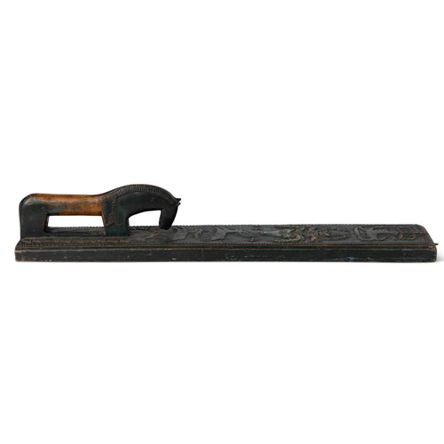 19th Century Ceremonial Mangle Board With an Exquisite Carved Horse Handle
