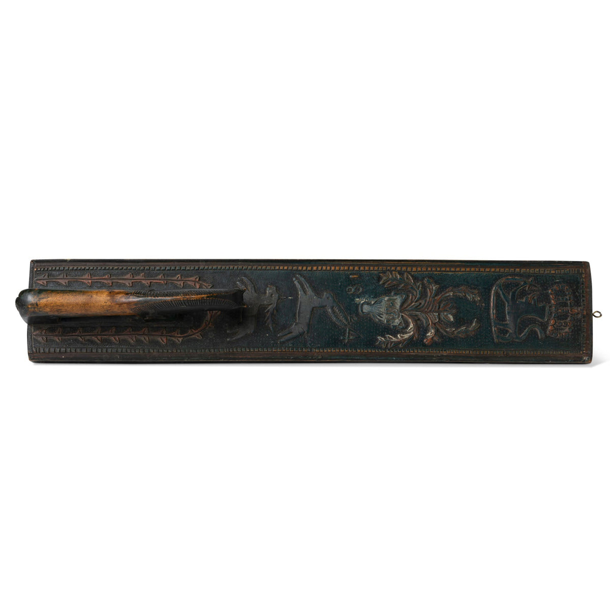 19th Century ceremonial mangle board with an exquisite carved horse handle Eleish Van Breems Home
