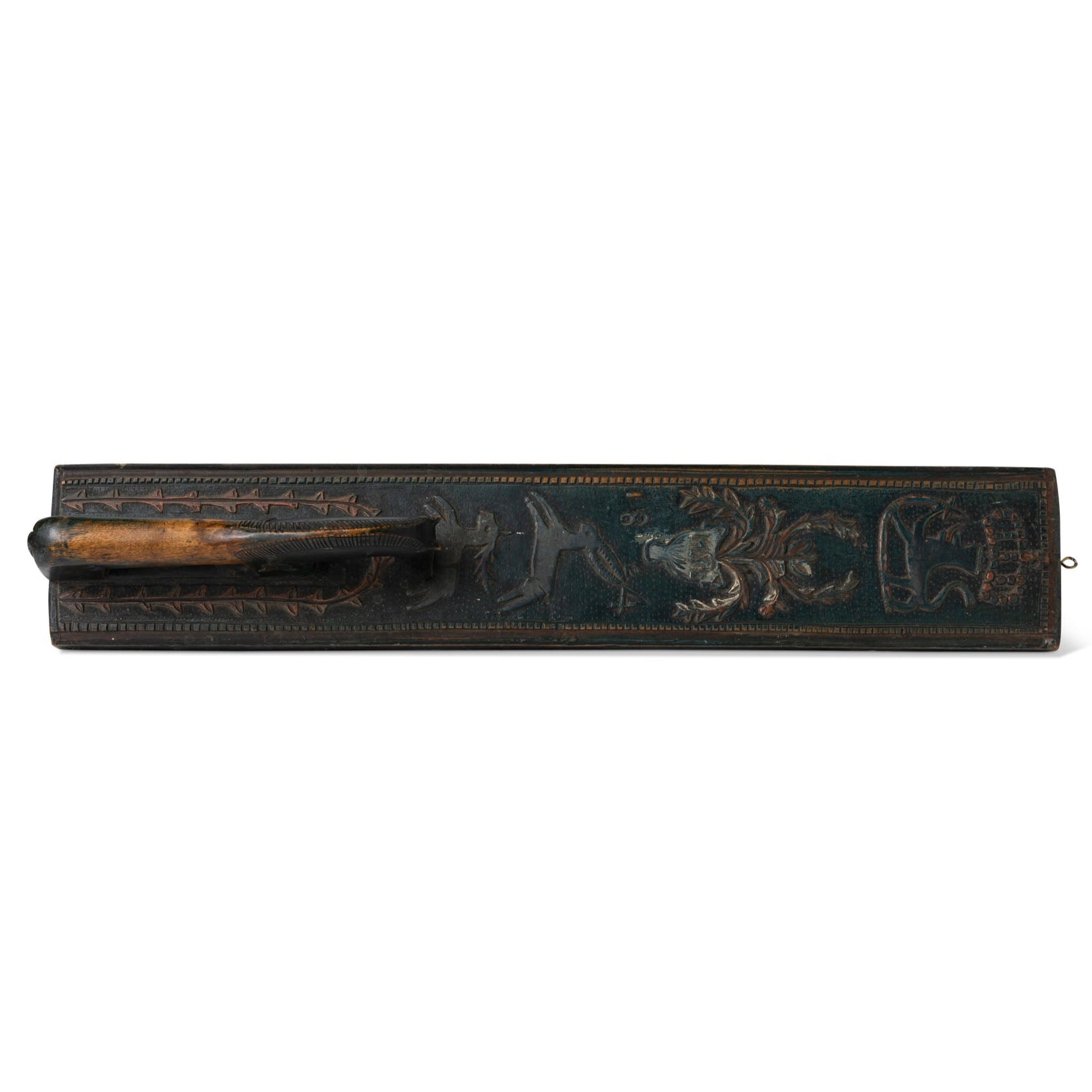 19th Century ceremonial mangle board with an exquisite carved horse handle Eleish Van Breems Home