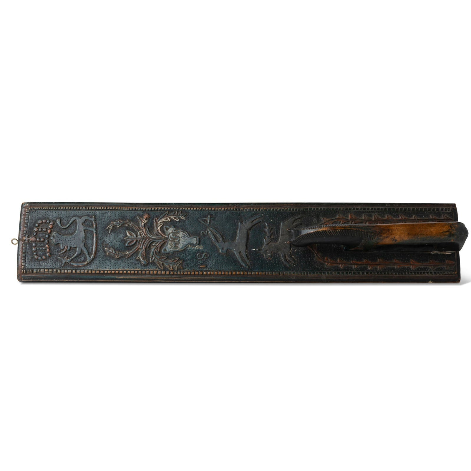 19th Century ceremonial mangle board with an exquisite carved horse handle Eleish Van Breems Home