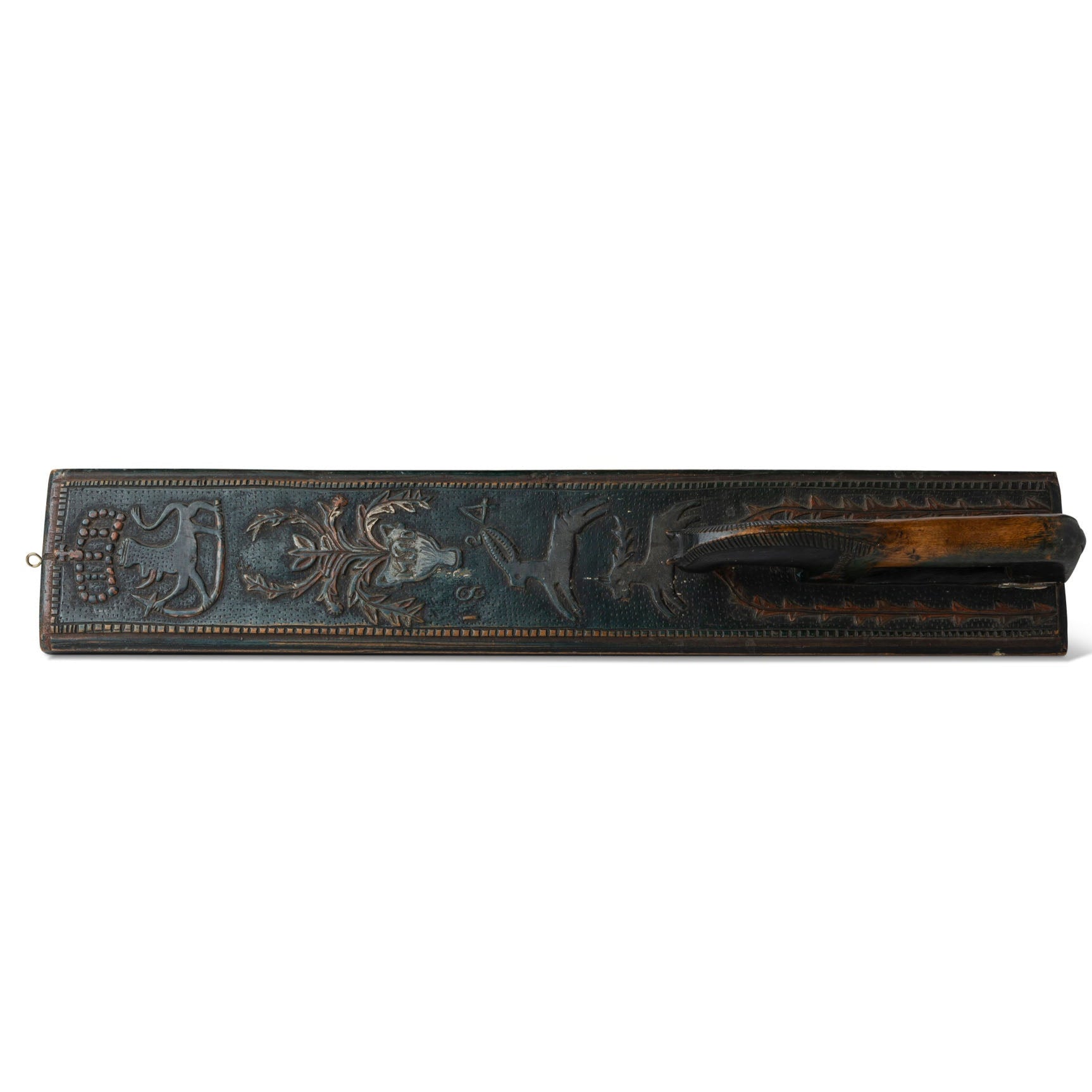 19th Century ceremonial mangle board with an exquisite carved horse handle Eleish Van Breems Home