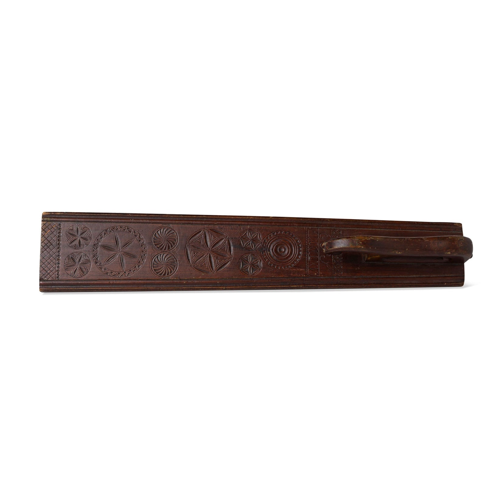 19thC. Norwegian Carved Mangle Board Dated 1866 w/ Horse Handle Eleish Van Breems Home